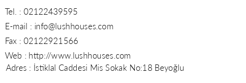 Lush Houses Mis Street telefon numaralar, faks, e-mail, posta adresi ve iletiim bilgileri